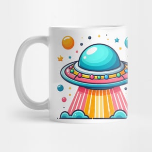 cute colorful flying saucer ufo Mug